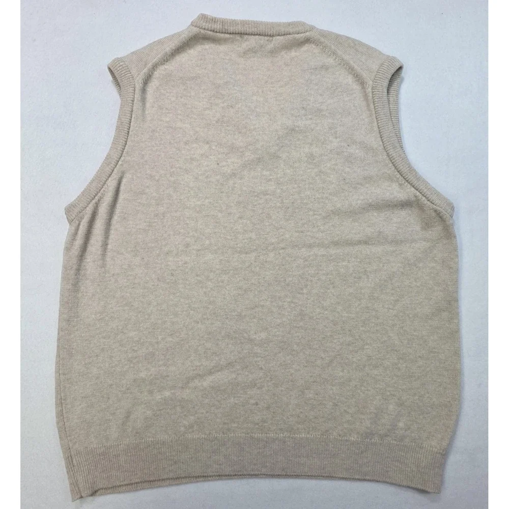 LL Bean Sweater Vest‎ Mens XL Scotland Made Lambswool Beige V-Neck LIMITED USE
